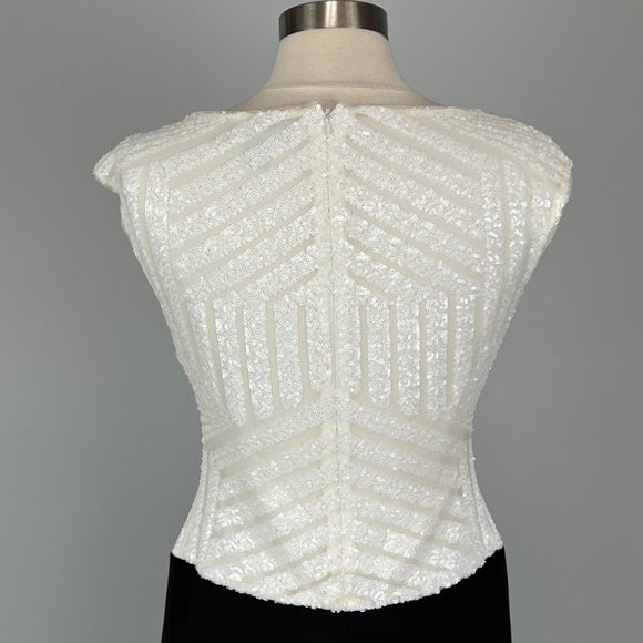 Ralph Lauren Black White Sequin Colorblock Stretch Sheath Dress size 4 - Picture 8 of 13